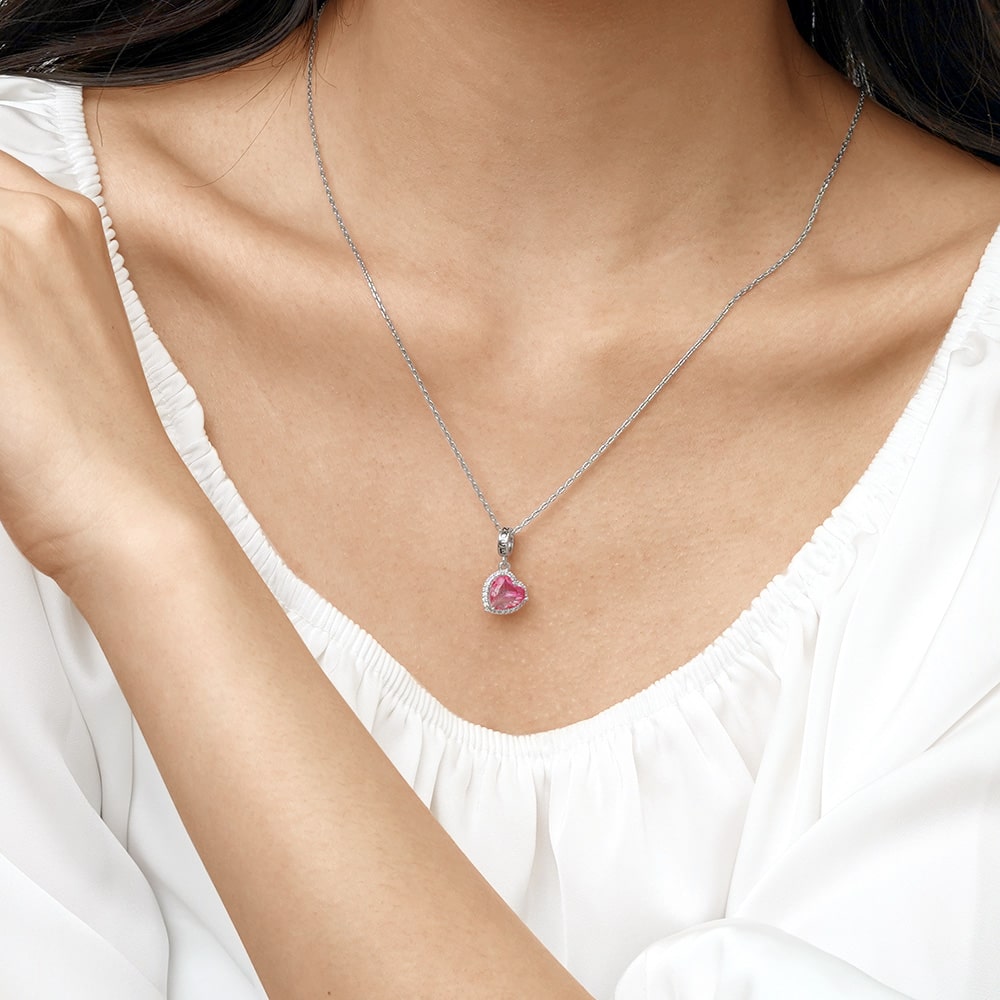 Gnoce Gradient Pink Heart-shaped Pendant Dangle Charm_5