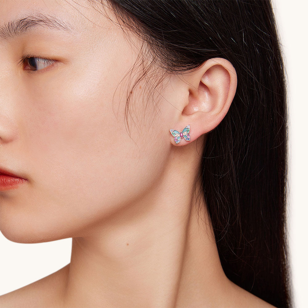 Gnoce Colorful Butterfly Stud Earrings_4
