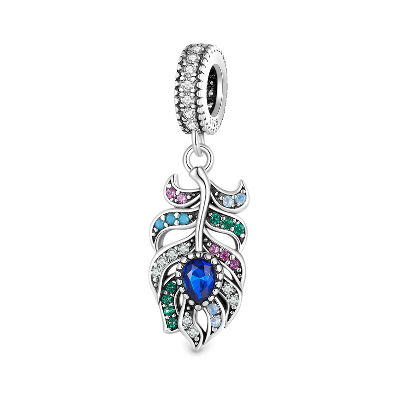 Gnoce Peacock Feather Pendant Dangle Charm_1