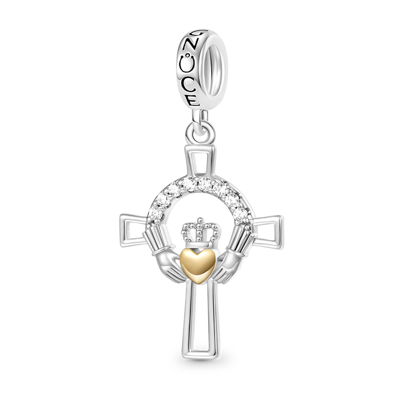 Gnoce Claddagh Cross Pendant Dangle Charm_1