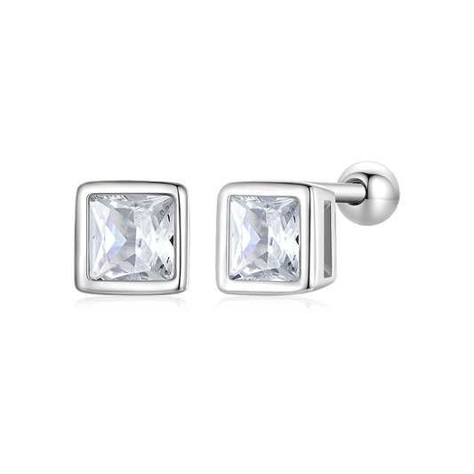 Gnoce Mini Princess Square Zircon Earrings_1