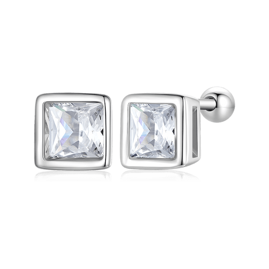 Gnoce Princess Cut Zircon Stud Earrings_1
