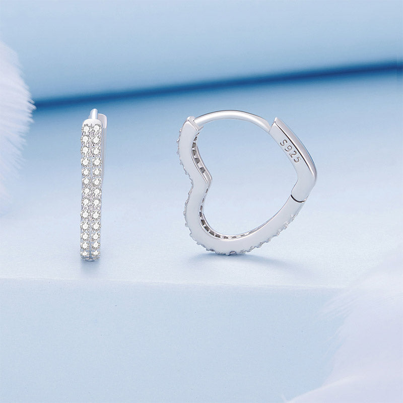 Gnoce Trendy Heart-Shaped Zircon Earrings_2