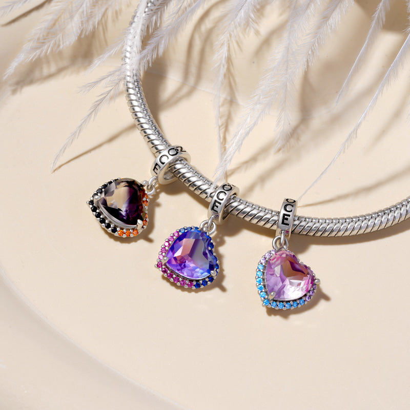 Gnoce Gradient Dark Purple Heart-shaped Pendant Dangle Charm_3