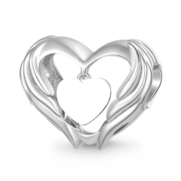 Gnoce Angel Wings Heart Engravable Charm