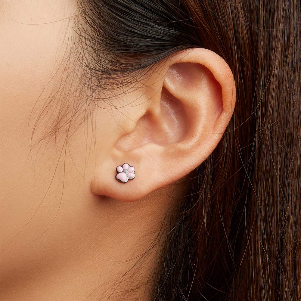 Gnoce Cute Cat Paw Stud Earrings_5