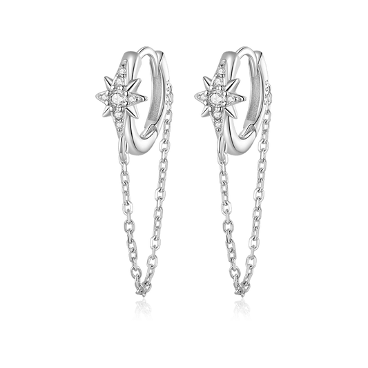 Gnoce Six-Pointed Star Earrings with Chain_1