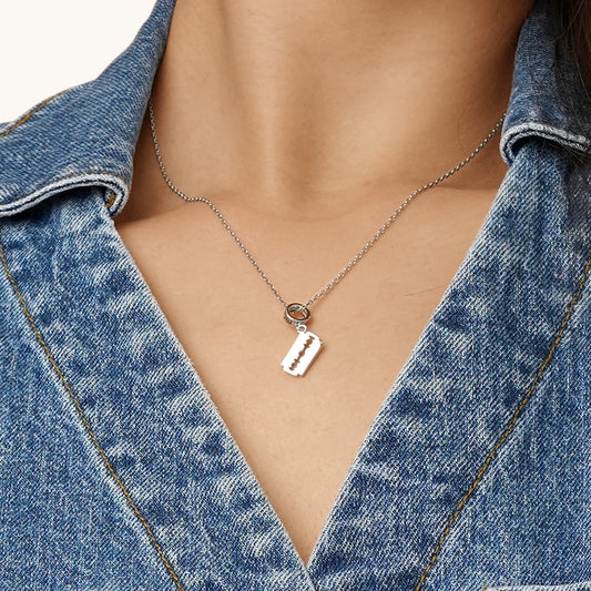 Gnoce Hip-hop Iced Razor Blade Pendant Dangle Charm_7