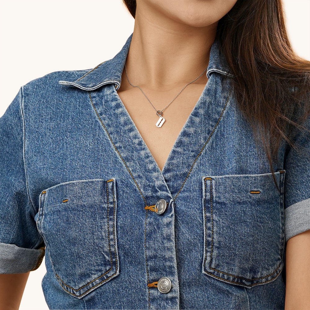 Gnoce Hip-hop Iced Razor Blade Pendant Dangle Charm_6