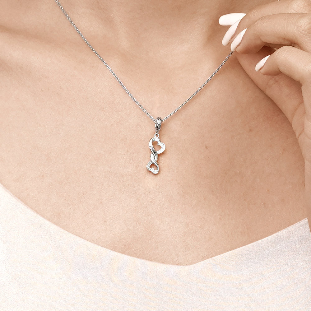 Gnoce Engravable Infinite Love Heart Pendant Dangle Charm_6