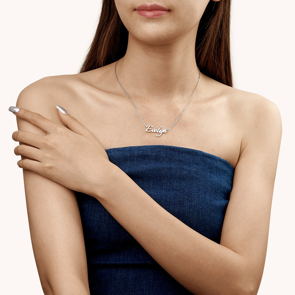 Gnoce "Always Be with You" Personalized Sivler Name Necklace_2