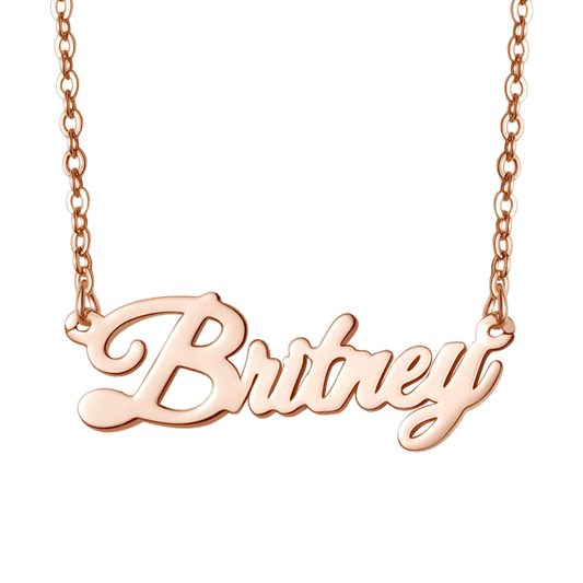Gnoce "Best Gift for Her" Personalized Calligraphy Style Rose Gold Name Necklace_1