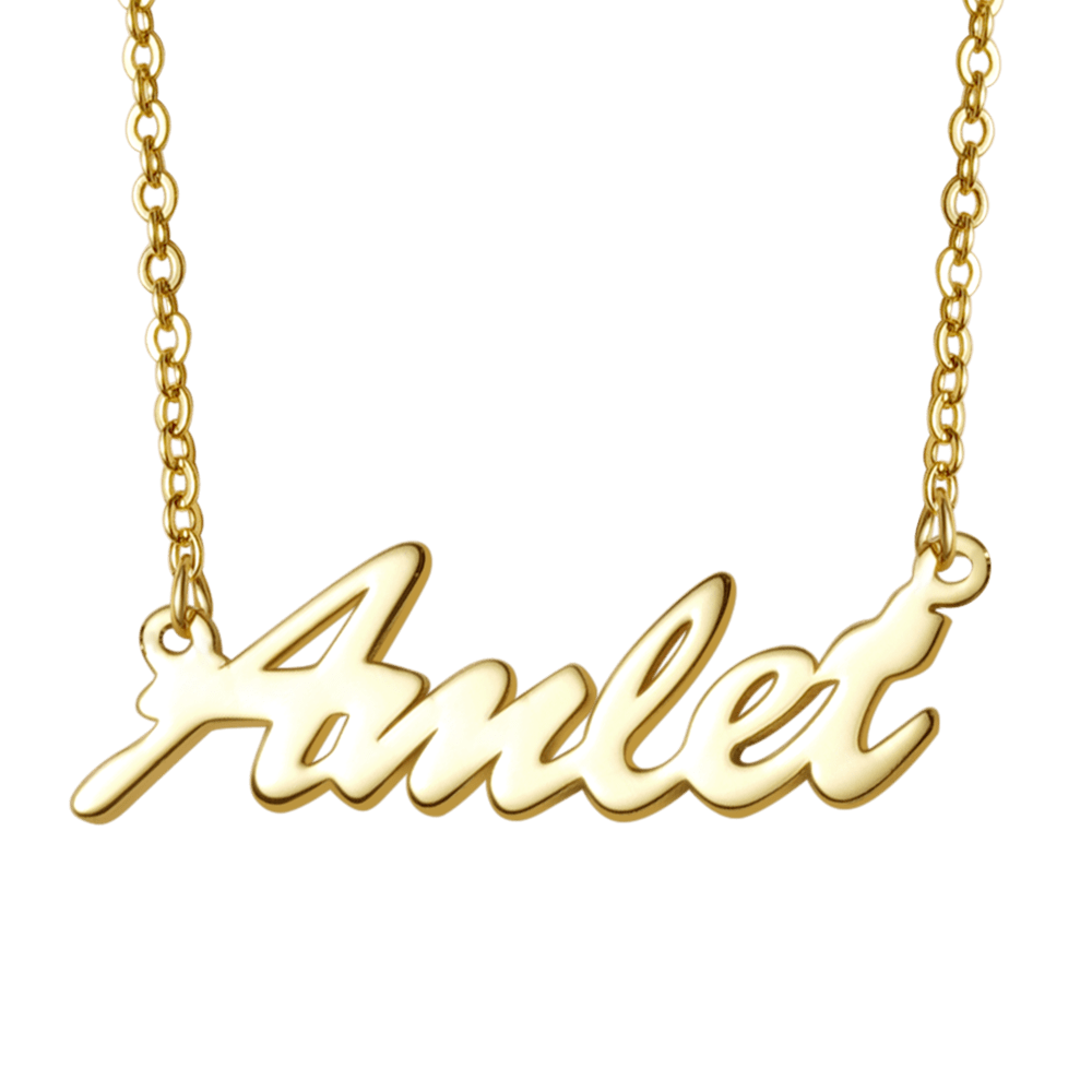 Gnoce "Gift for My Lover" Classic Personalized Gold Color Name Necklace_1