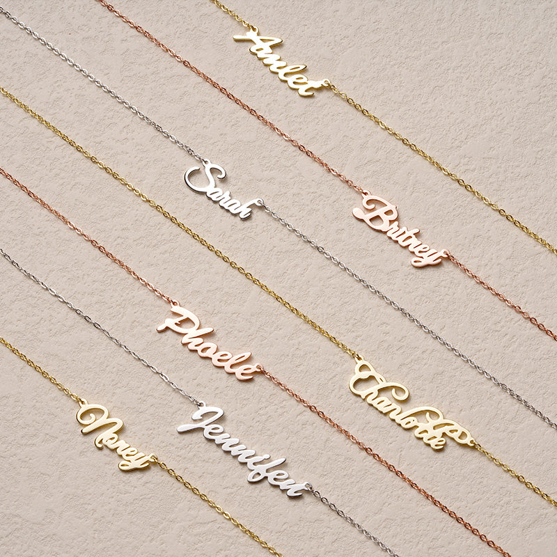 Gnoce "Gift for My Lover" Classic Personalized Gold Color Name Necklace_2