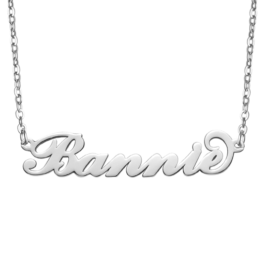 Gnoce "Never Change the Love for You" Personalized Carrie Silver Name Necklace_1