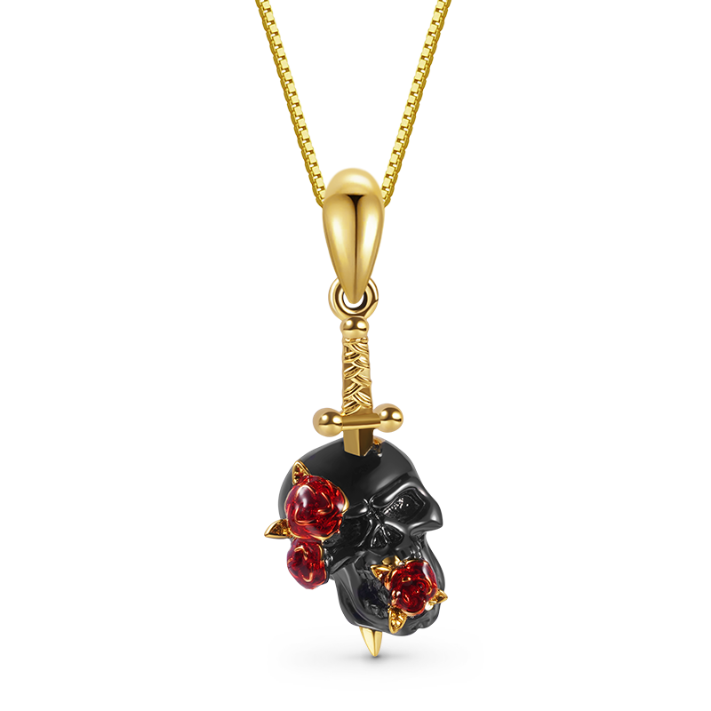 Gnoce Rose Skull Necklace_1