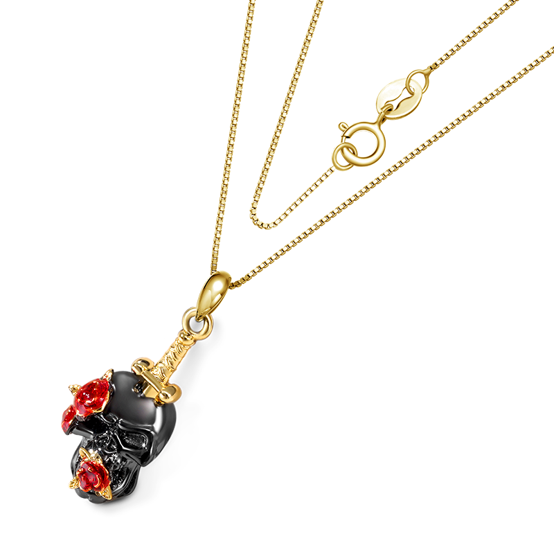 Gnoce Rose Skull Necklace_2