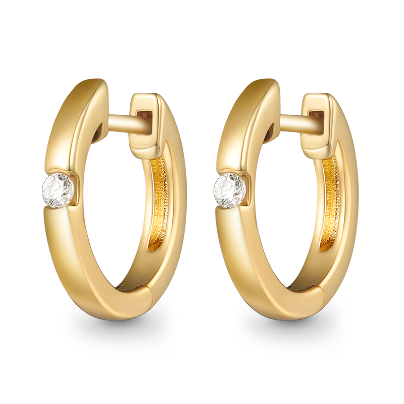 Gnoce Round Set Diamond Stud Earrings_1
