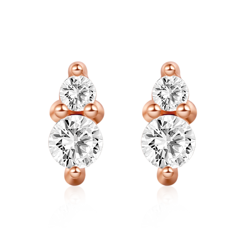 Gnoce Two Round Stone Stud Earrings_3