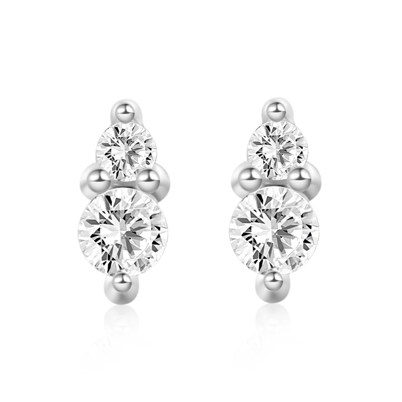 Gnoce Two Round Stone Stud Earrings_2