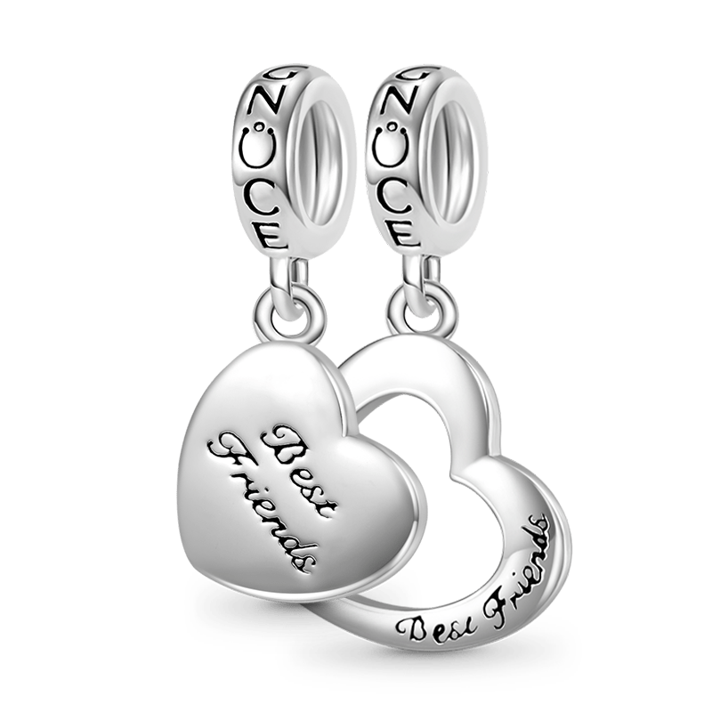 Gnoce Best Friends Heart Pendant Dangle Charm_1