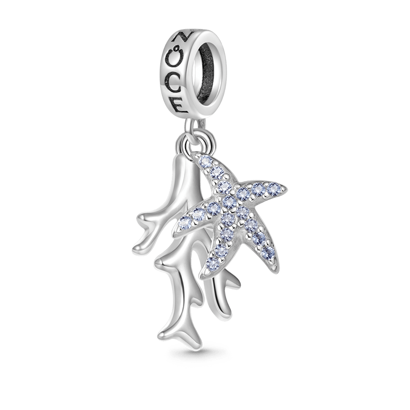Gnoce Sparkling Coral & Starfish Pendant Dangle Charm_1