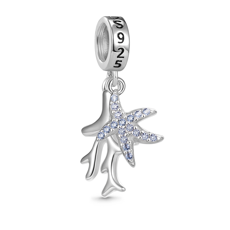 Gnoce Sparkling Coral & Starfish Pendant Dangle Charm_2