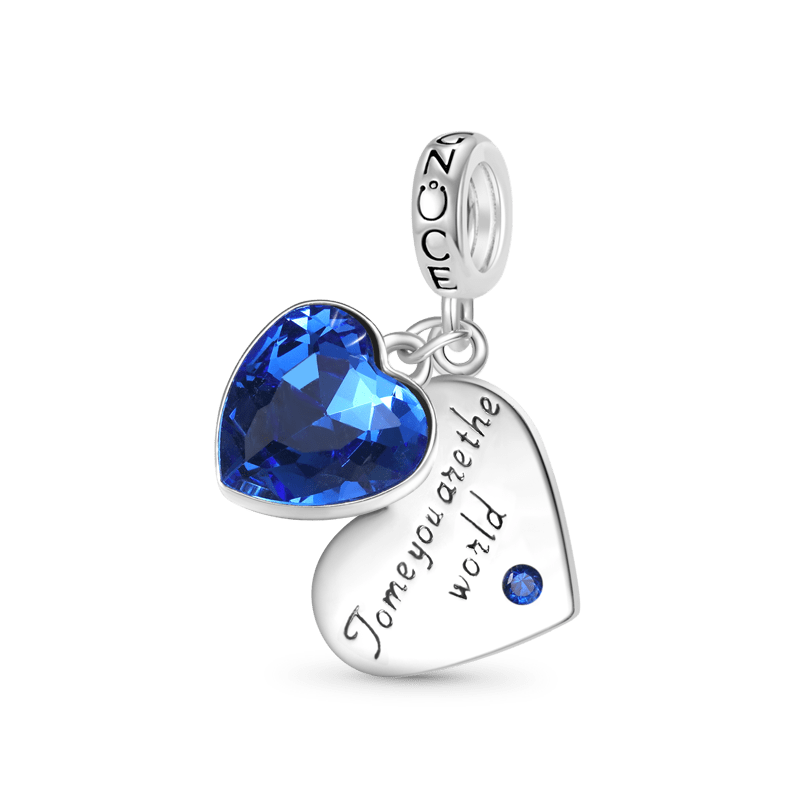 Gnoce “To me you are the world” Love Heart Pendant Dangle Charm_1