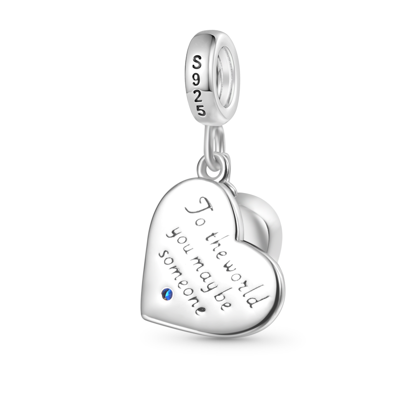 Gnoce “To me you are the world” Love Heart Pendant Dangle Charm_3