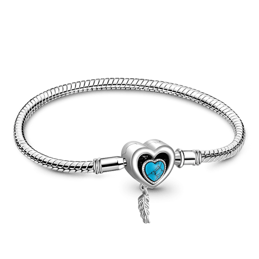 Gnoce Heart Lock with Feather Basic Snake Chain Bracelet_1