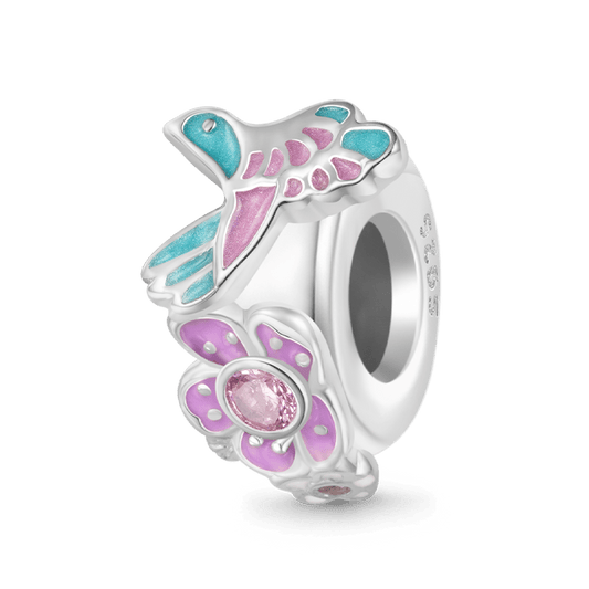 Gnoce Colorful Hummingbird Love Flower Charm_1