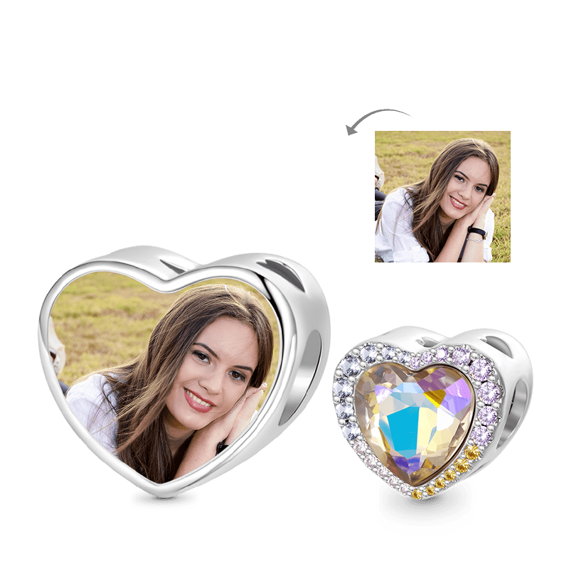 Gnoce Sparkling Personalized Photo Heart Charm_1