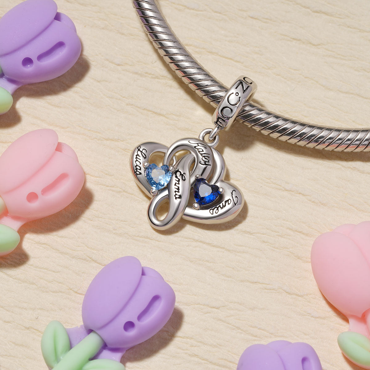 Gnoce Family Love Heart Engravable Pendant Dangle Charm_4