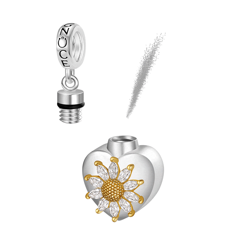 Gnoce "Forever In My Heart" Heart Memorial Urn Ashes Pendant Dangle Charm_1