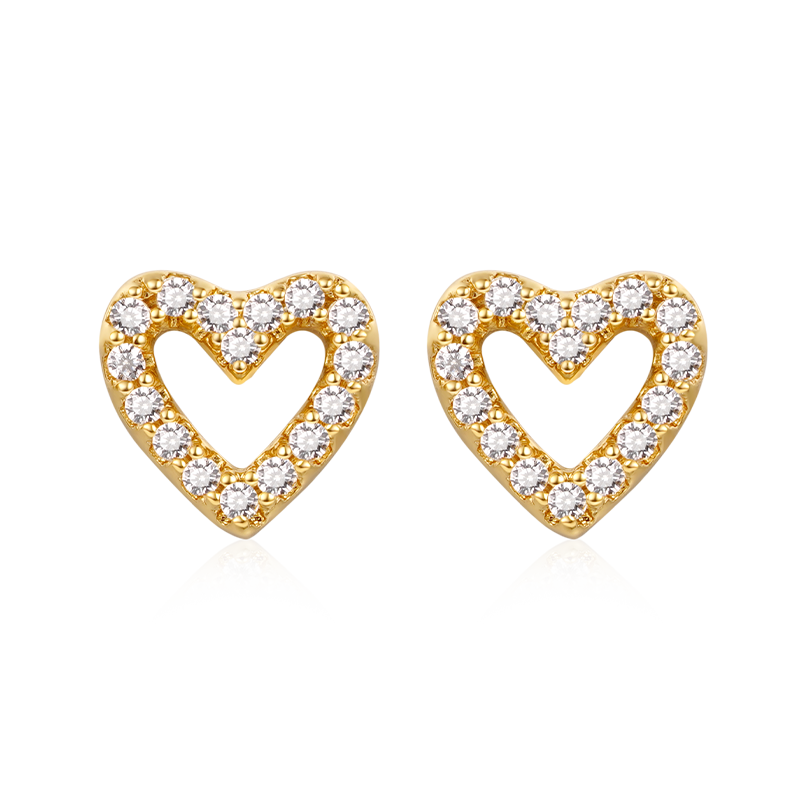 Gnoce Diamond Heart Stud Earrings_1