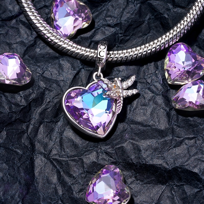 Gnoce Dragonfly Purple Heart Charm_3