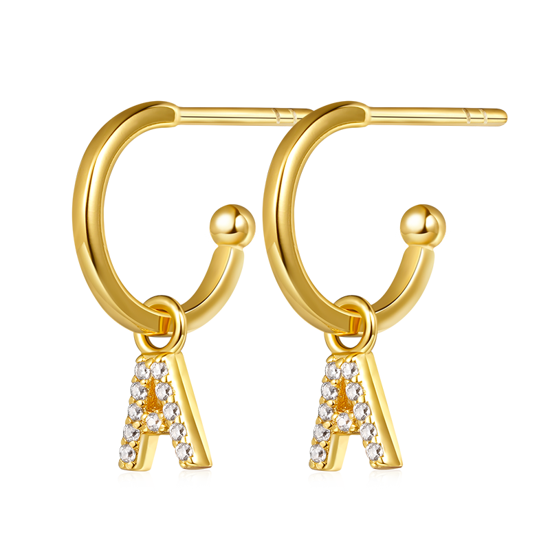 Gnoce Letter Drop Hoop Earrings_1