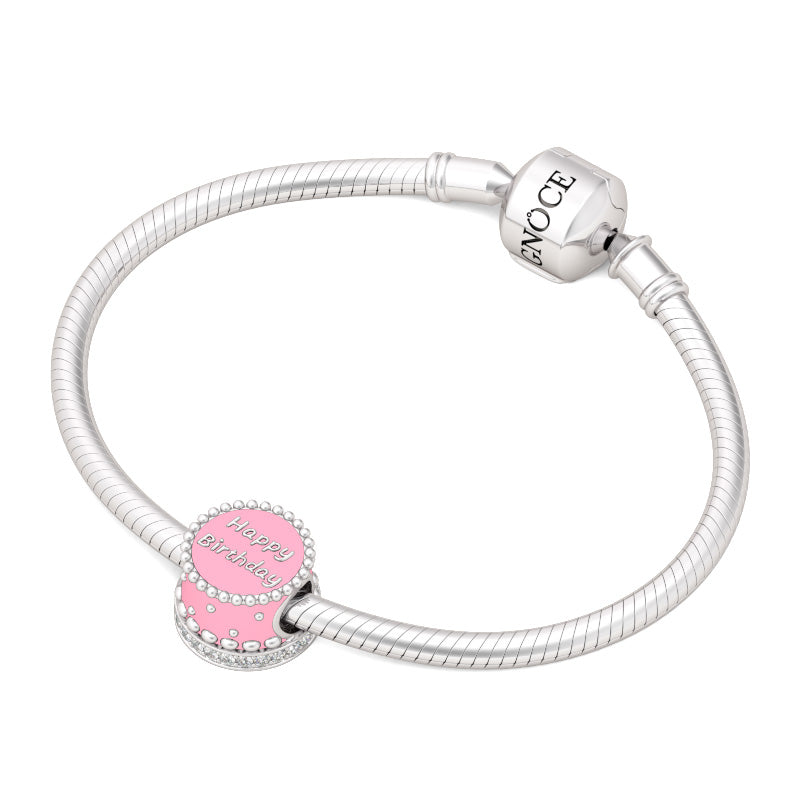 Gnoce "Happay Birthday"Pink Birthday Cake 925 Sterling Silver Charm Bead_3