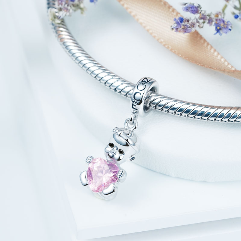 Gnoce Baby Girl Embraces Heart Pendant Dangle Charm_2