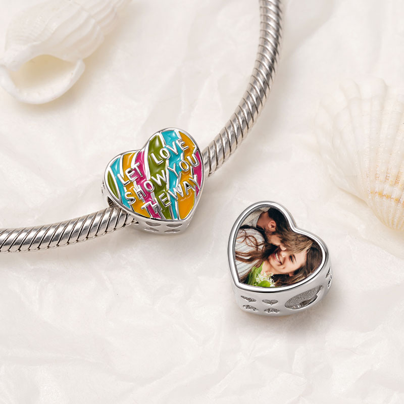 Gnoce "LET LOVE SHOW YOU THE WAY" Heart Personalized Photo Charm_3