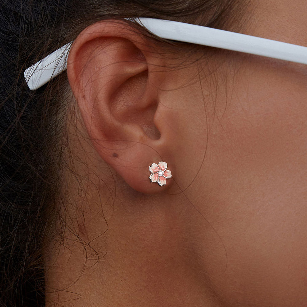 Gnoce Pink Gradient Cherry Blossom Sakura Stud Earrings_6