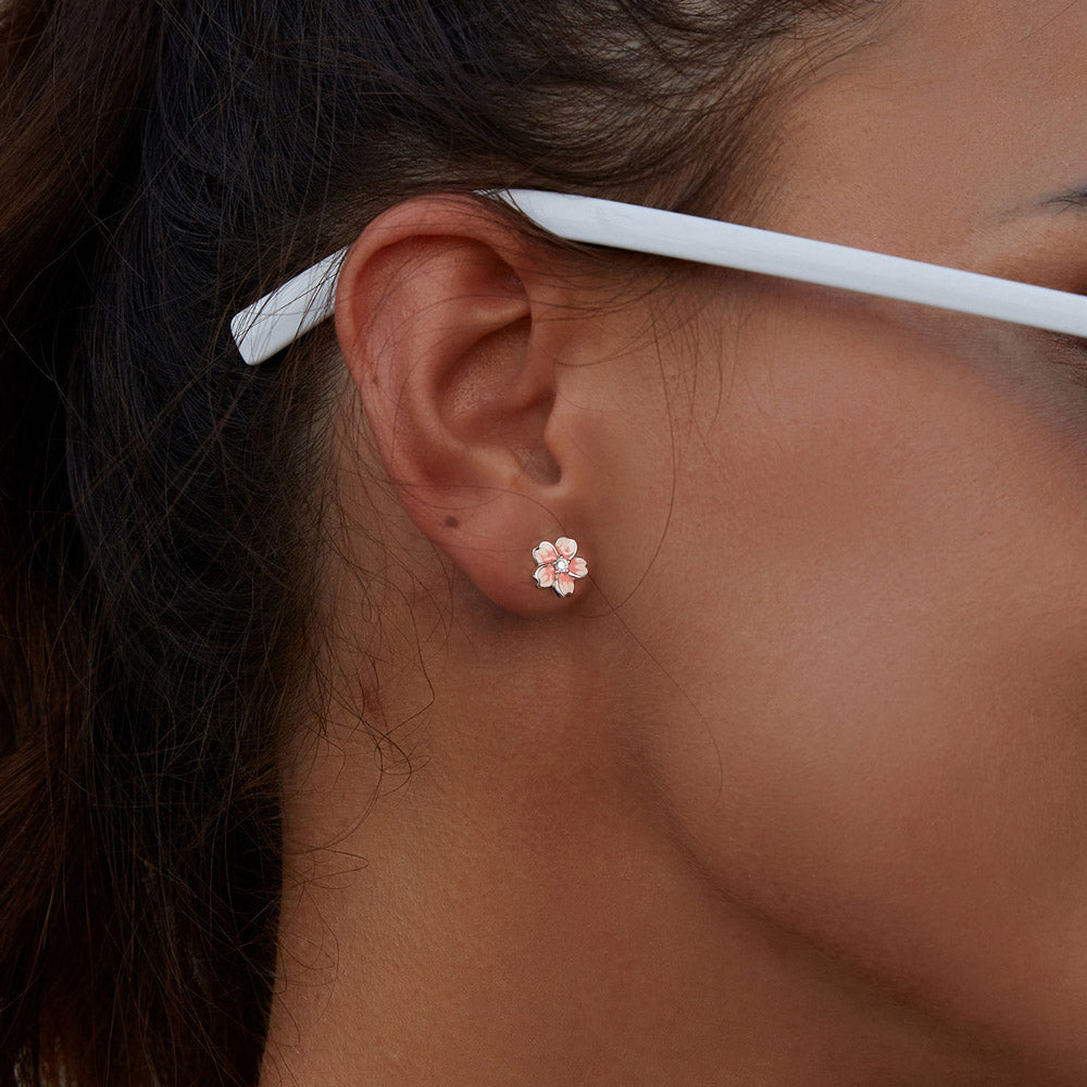 Gnoce Pink Gradient Cherry Blossom Sakura Stud Earrings_5