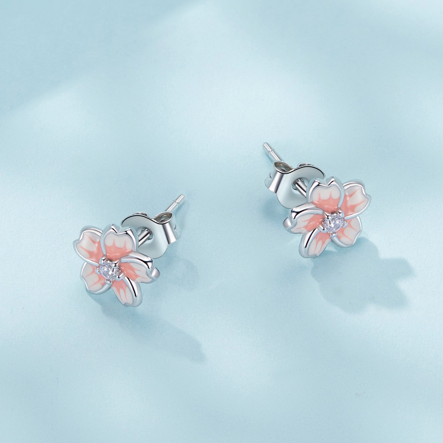 Gnoce Pink Gradient Cherry Blossom Sakura Stud Earrings_2