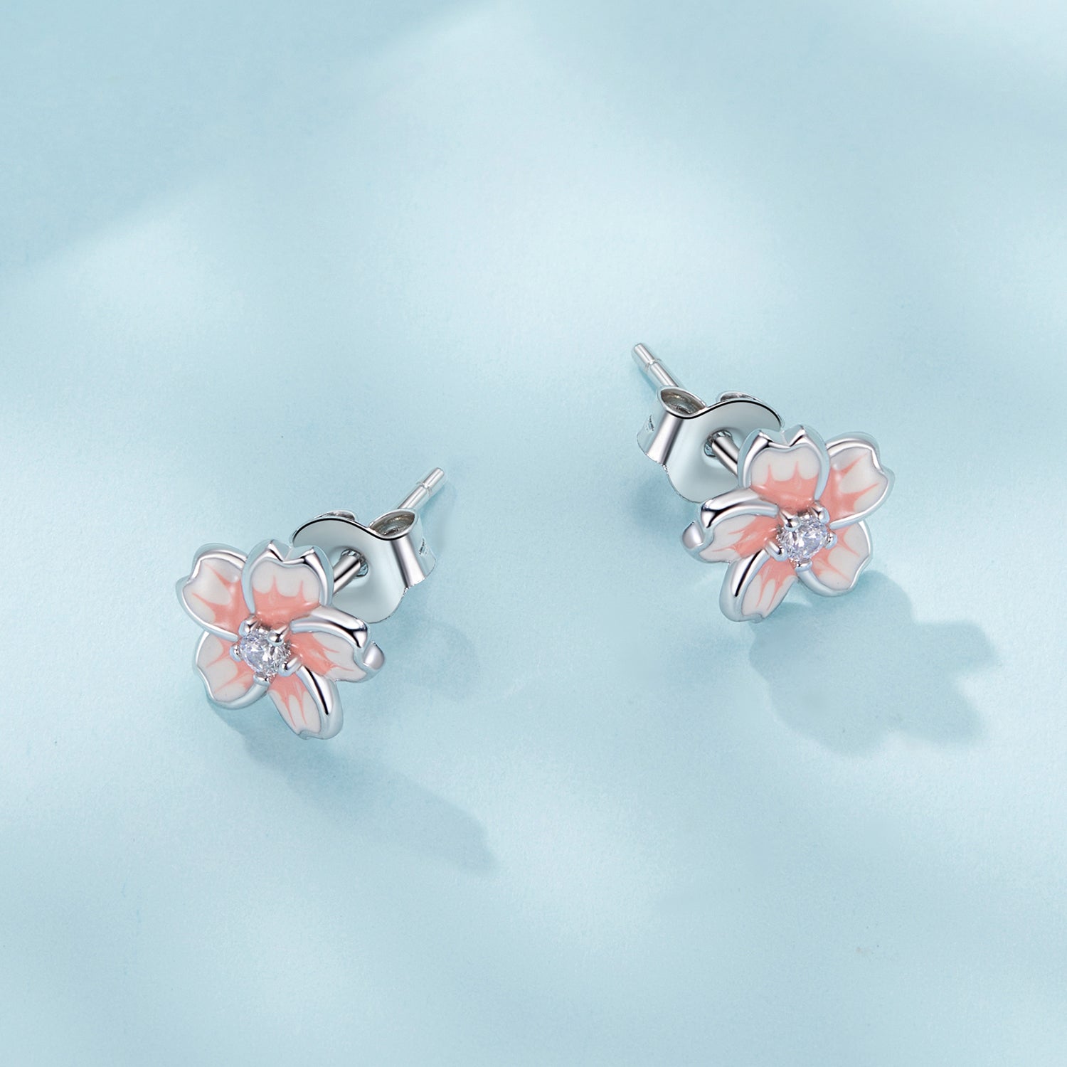 Gnoce Pink Gradient Cherry Blossom Sakura Stud Earrings_2