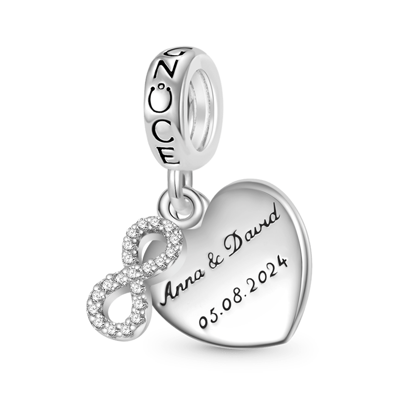 Gnoce Engravable Wedding Date Infinite Love Pendant Dangle Charm_1