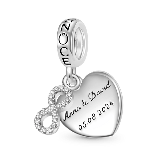 Gnoce Engravable Wedding Date Infinite Love Pendant Dangle Charm_1
