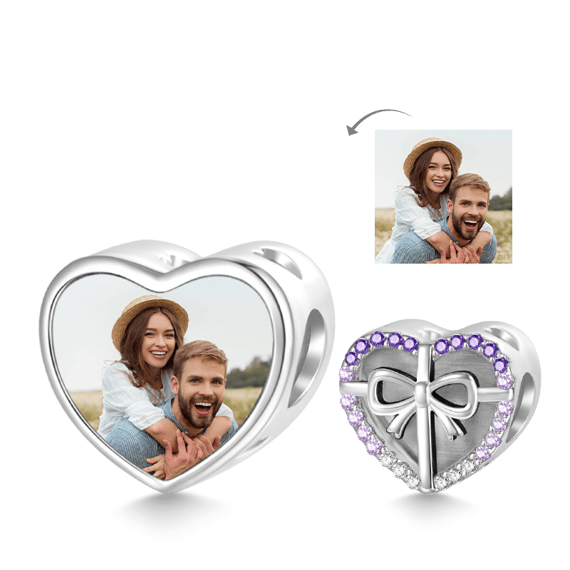 Gnoce Heart Bow Personalized Photo Charm_1