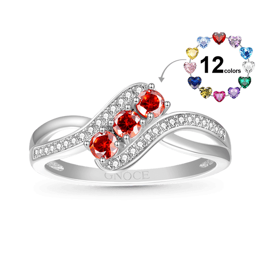 Gnoce Fashion White Diamond Crossover Birthstone Ring_1