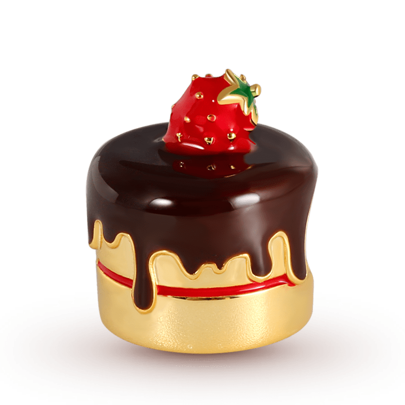 Strawberry Chocolate Cake Charm Bead Sterling Silver 18k Gold Plated_1