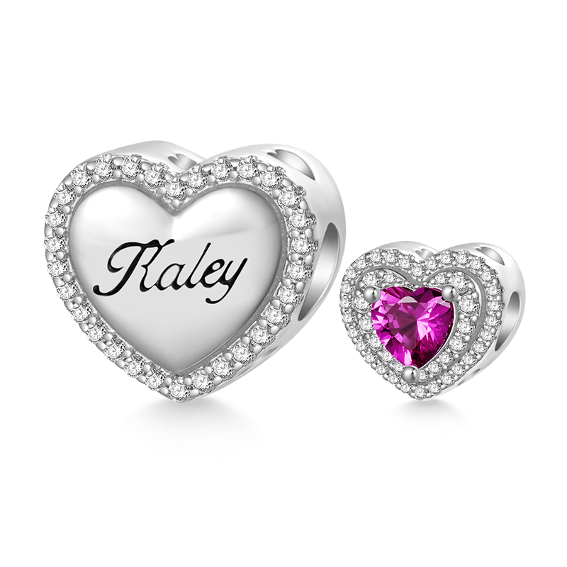 Gnoce Heart Birthstone Engravable Name Charm_2
